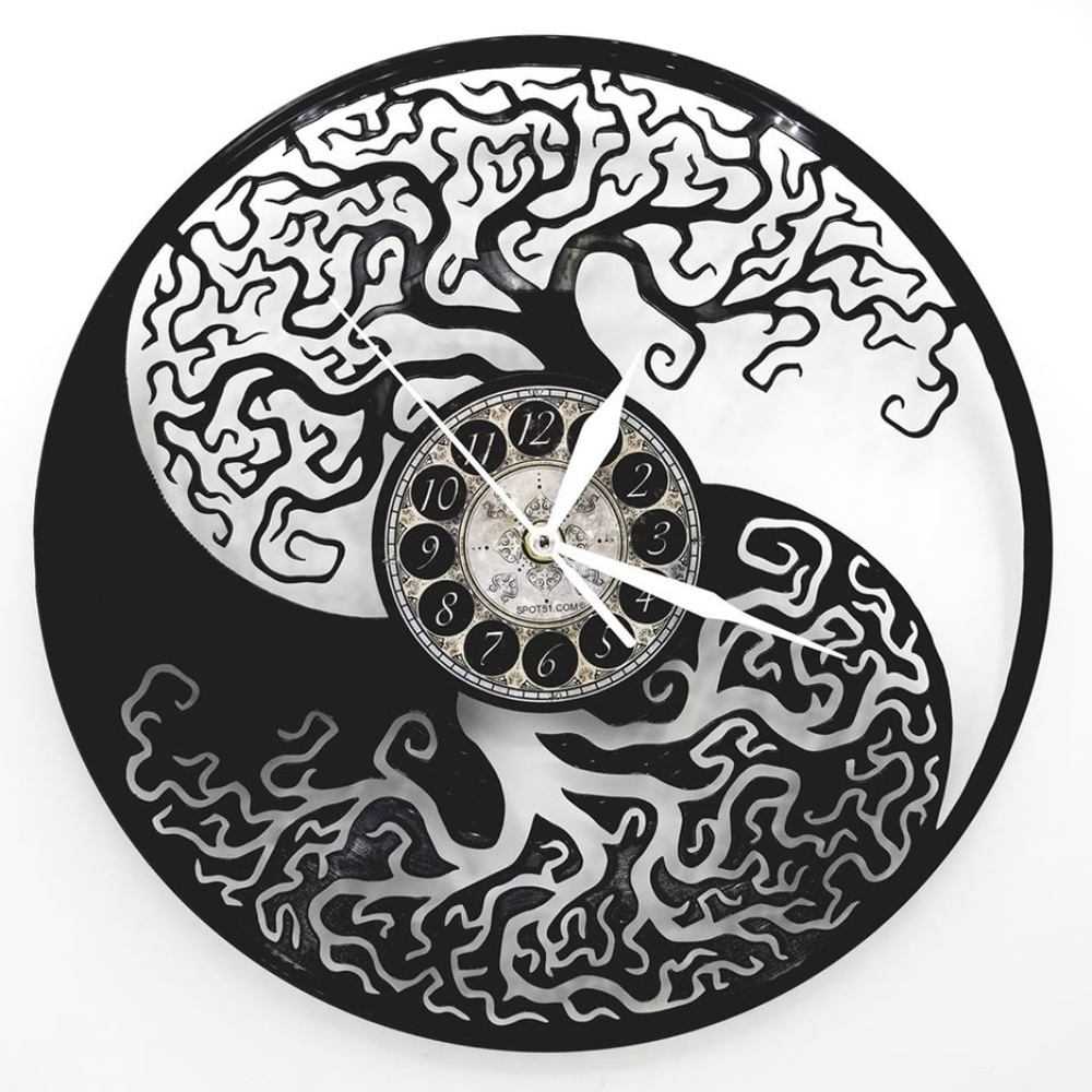 tree of life YIN YANG vinyl record clock!  by SPOT51